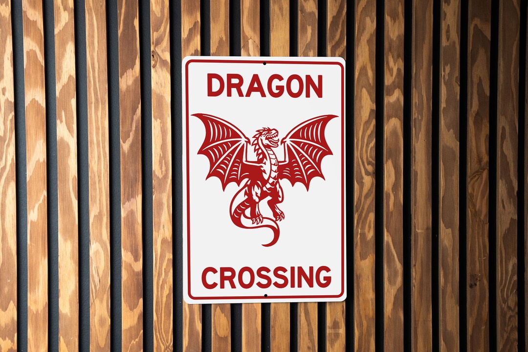 Iron Creatures. Sign Dragon Crossing Metal Sign, Fantasy Decor, Mythical Creature Sign ...