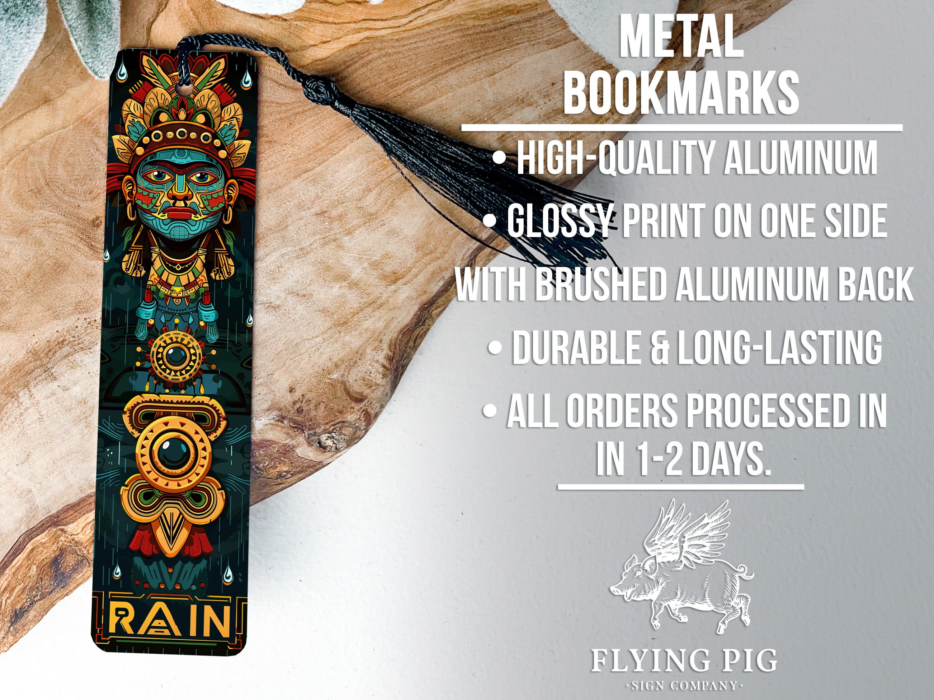 Tlaloc Aztec God Bookmark, Metal Water Symbols, RAIN Theme, Unique Book ...