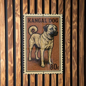Kangal Dog Metal Sign – Vertical 23&quot; Rustic Wall Art, Vintage Farmhouse Decor, Turkish Shepherd Dog Stamp Style Print