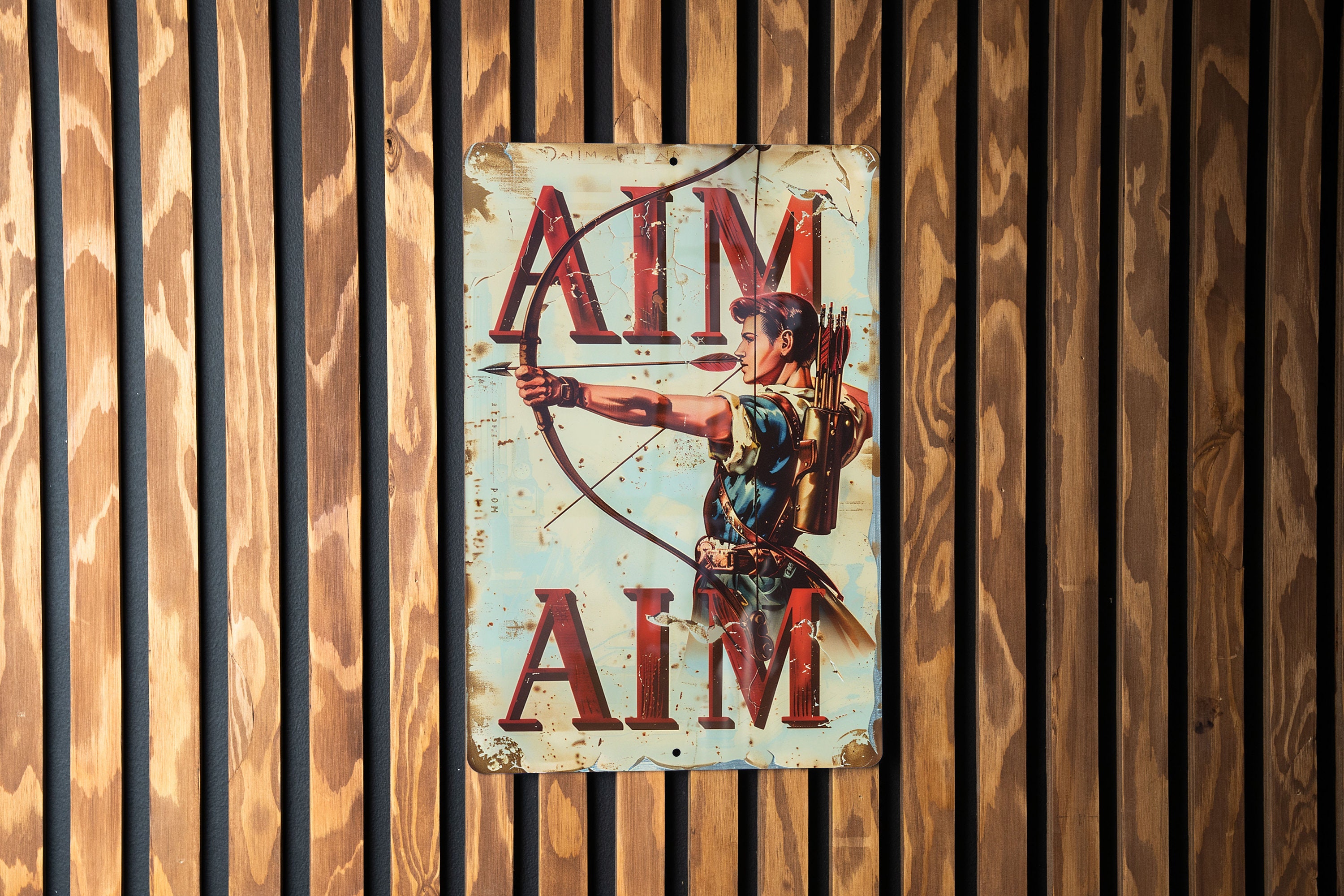 Vintage Archery AIM Sign, Funny Metal Decor, Retro Wall Art, Archer ...