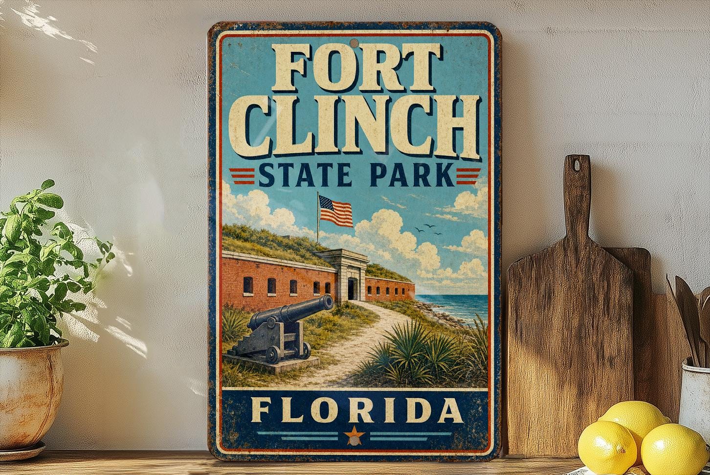 Fort Clinch State Park Florida Vintage Style Metal Sign, Amelia Island ...