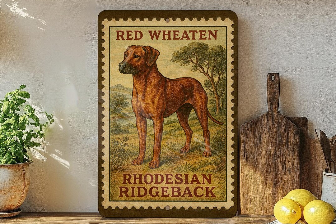 Rhodesian Ridgeback Sign Rhodesian Ridgeback Red Wheaten Vintage Stamp Style Metal Sign Dog ...