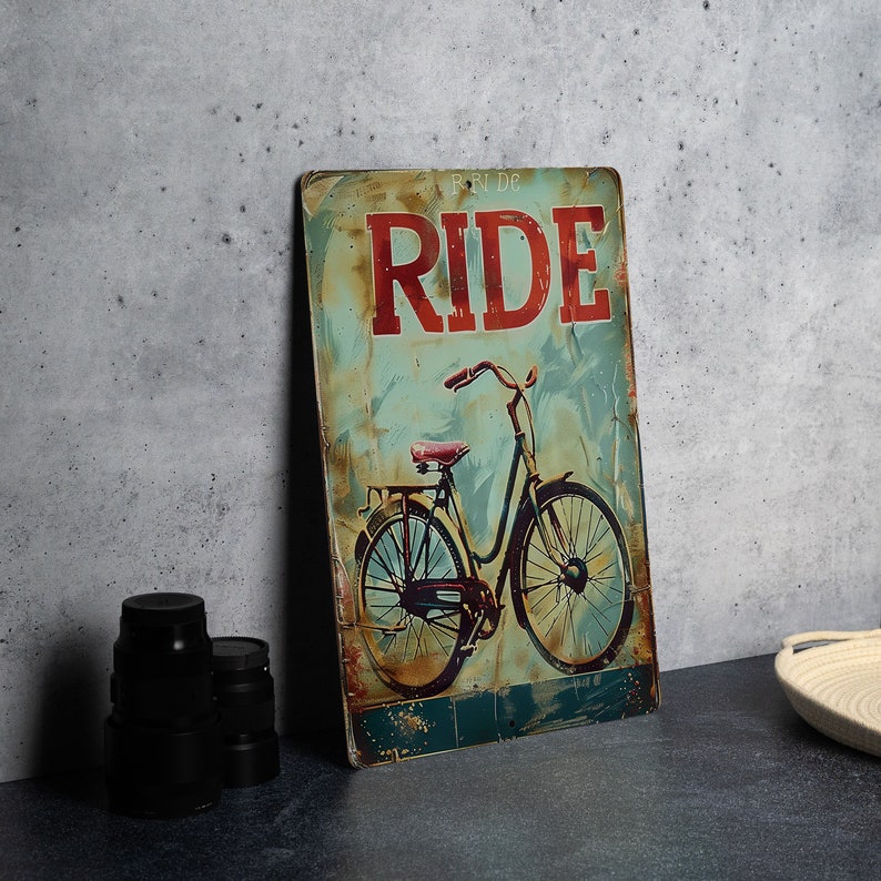 a sign that says ride with a bicycle on it