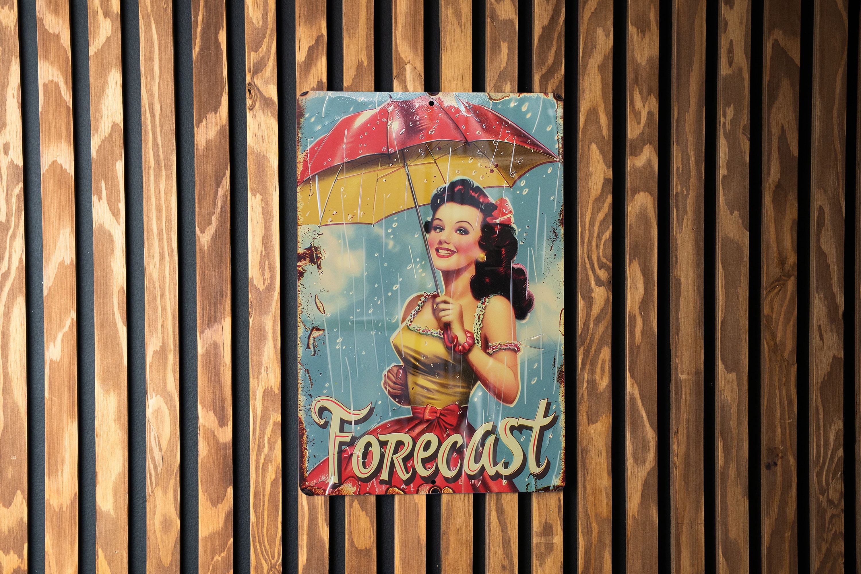 絵画 大型 「Weather Expert」 Vintage Style Meteorologist Forecast Sign, Metal Sign, Wall