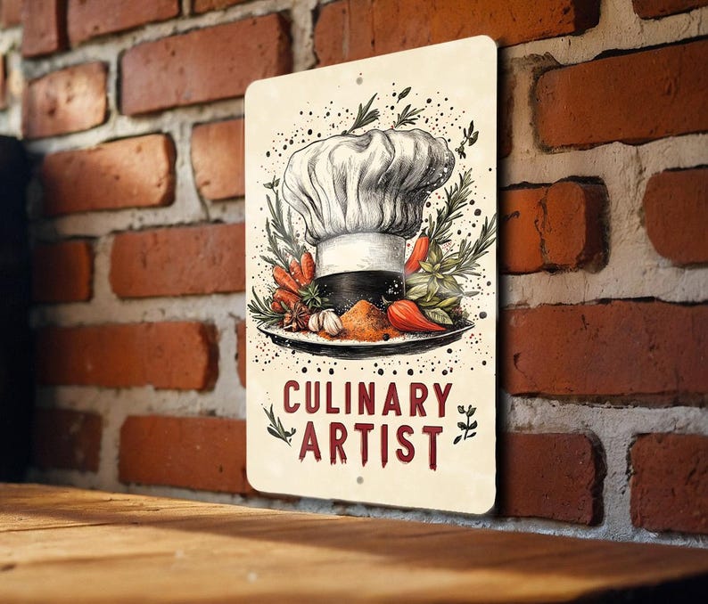 Epicurean Elegance Metal Sign, Chef's Hat Kitchen Decor, Culinary Art ...