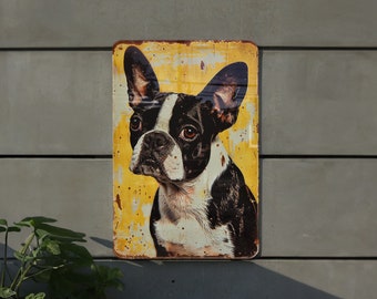 Boston Terrier Vintage Style Metal Sign, Dog Decor, Wall Art, Gift Idea, Retro Design