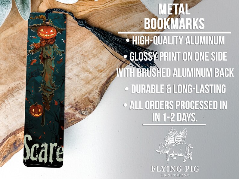 a bookmark with an image of a scarecrow on it