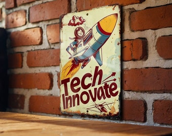 Silicon Dreams Metal Sign, Tech Innovate, Startup Culture, Vintage Gift Idea, Home Decor
