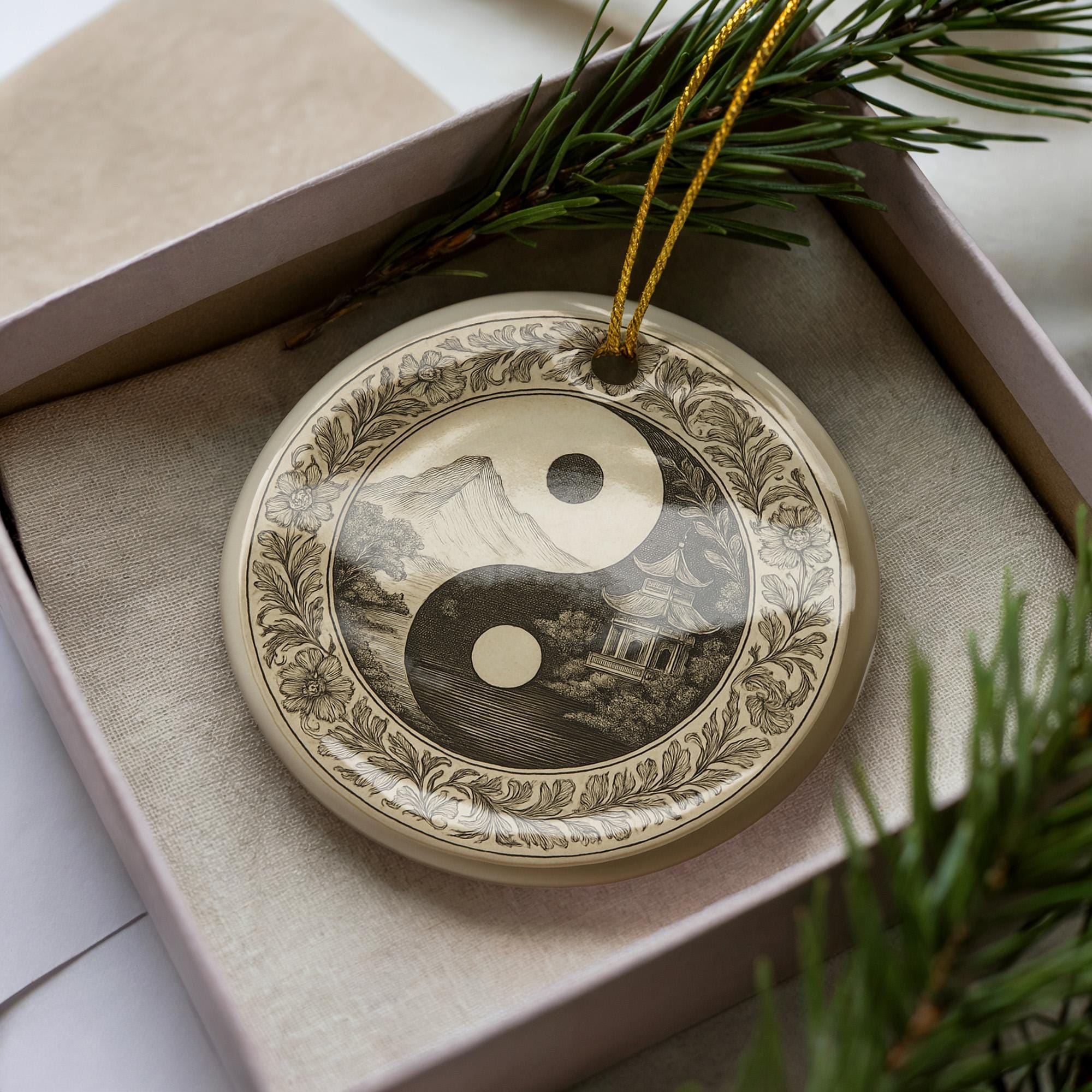 Yin-yang Emblem Ceramic Ornament Featuring Iconic Duality Symbol
