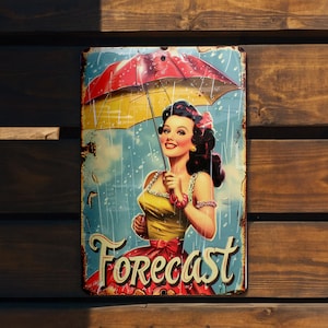 Vintage Style Meteorologist Forecast Sign, Metal Sign, Wall Decor, Weather Station, Retro Look