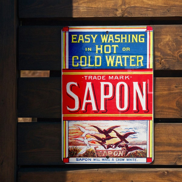 Sapon Soap Vintage Metal Poster - Classic Laundry Ad, Retro Soap Decor