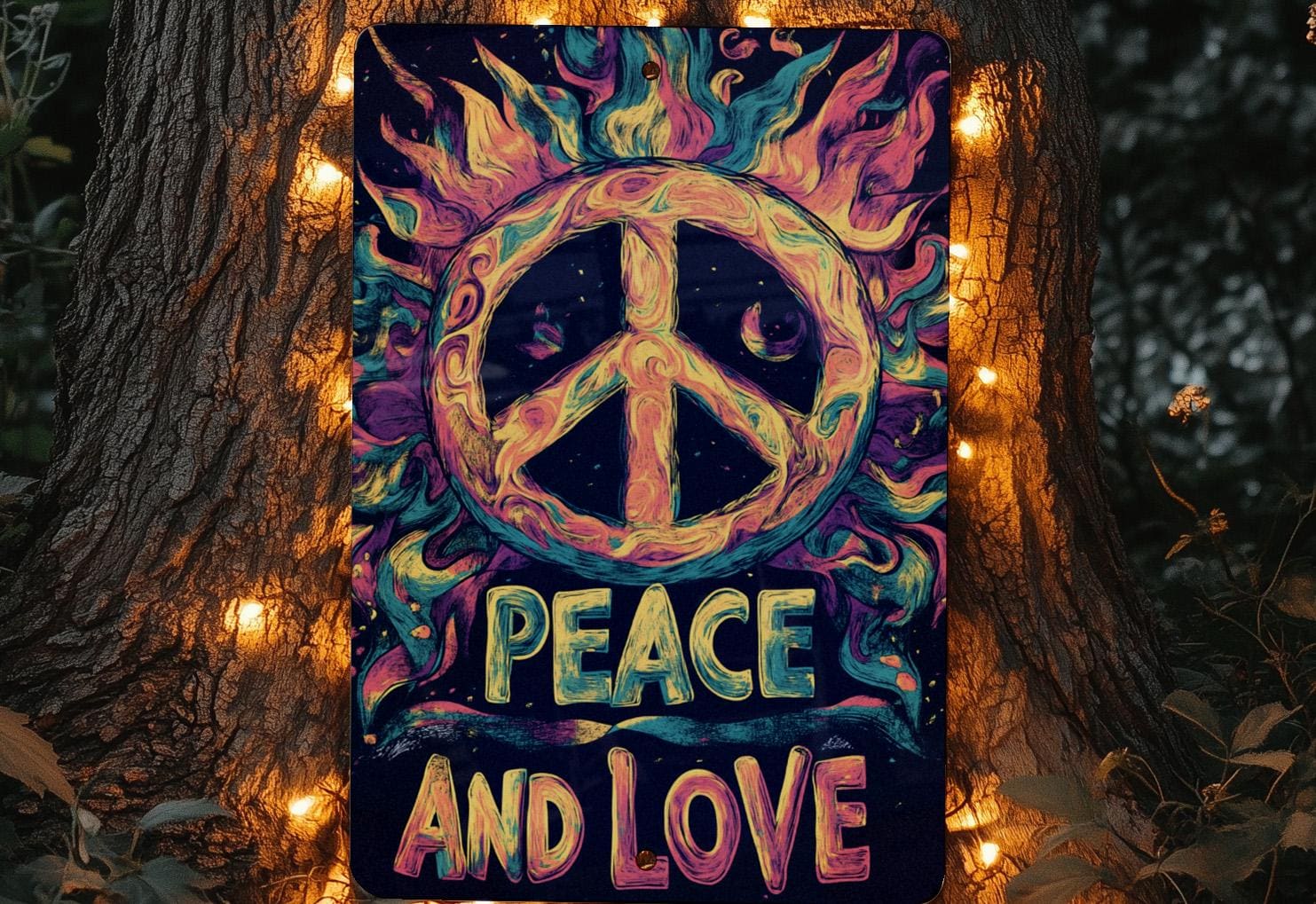 70s Peace Sign Metal Sign, Psychedelic Decor, Love Wall Art, Retro Home ...