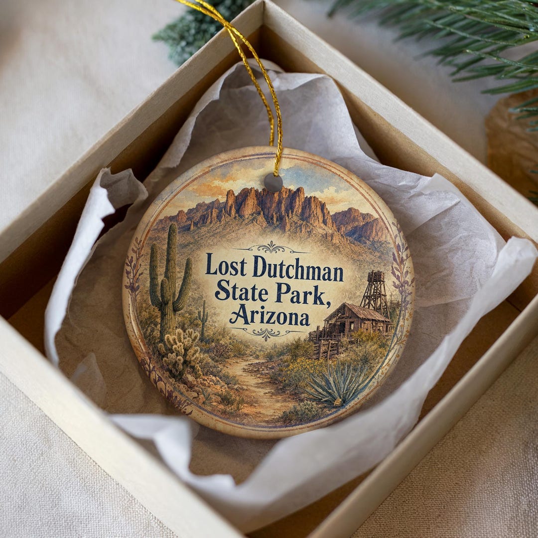 Lost Dutchman State Park Arizona Watercolor Ceramic Ornament