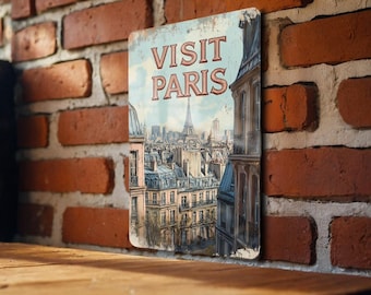 Vintage Parisian Metal Sign, Eiffel Tower Wall Decor, French Country Home Decor, Paris Travel Souvenir, Chic Wall Art, Retro Metal Sign