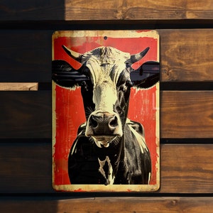 Holstein Cattle Metal Sign, Vintage Style Decor, Farmhouse Wall Art, Rustic Kitchen Sign, Country Home Decor