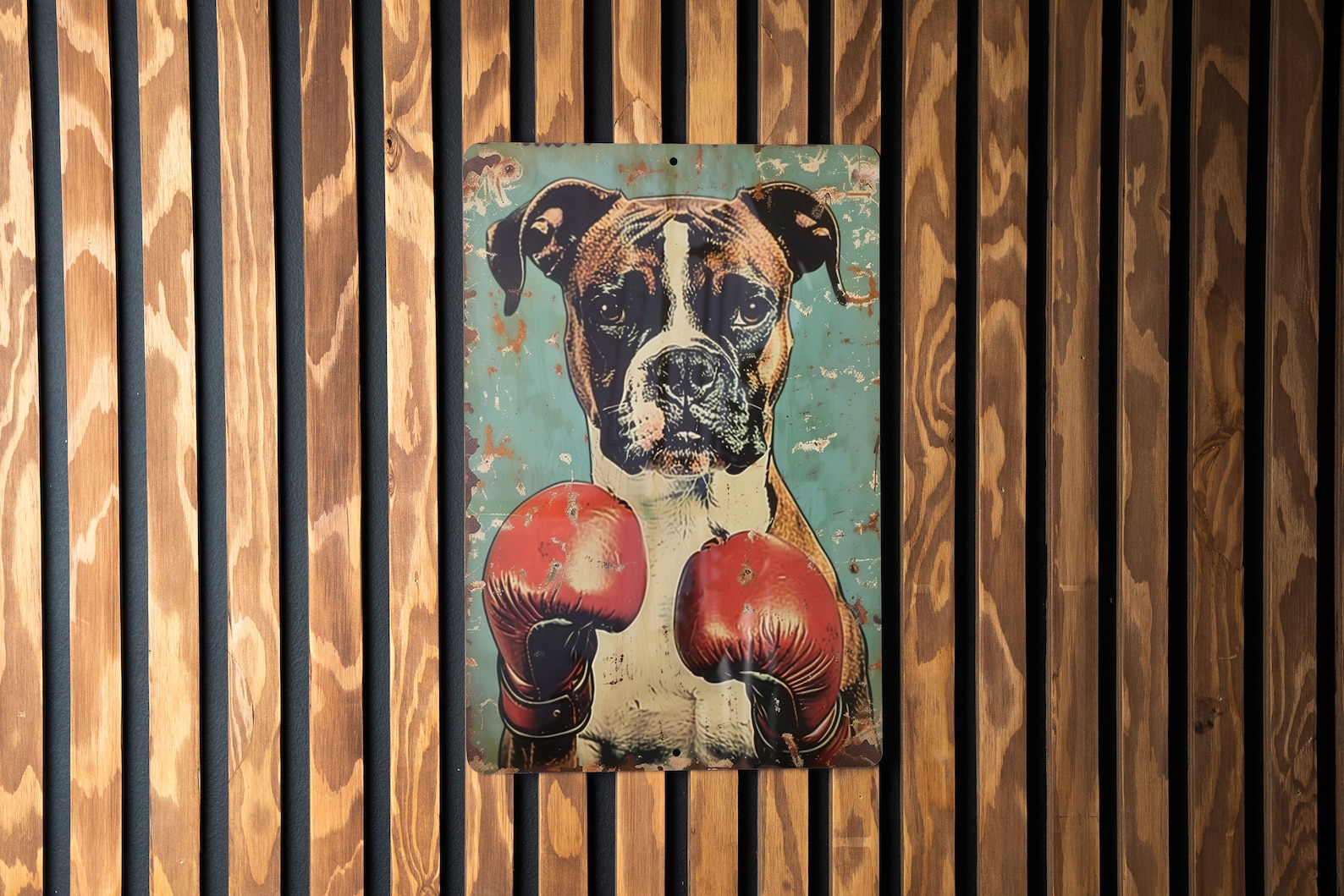 Vintage Boxer Sign, Metal Wall Art, Retro Dog Decor, Classic Boxer ...
