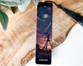 Starry Sky Telescope Bookmark, Metal Stargazer Bookmark, Unique Reading Accessories, Gift for Astronomers, Night Sky Bookmark