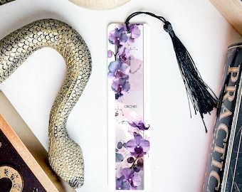 Orchid Bookmark, Floral-Themed Bookmark, Metal Bookmark, Elegant Bookmark, Reading Accessory