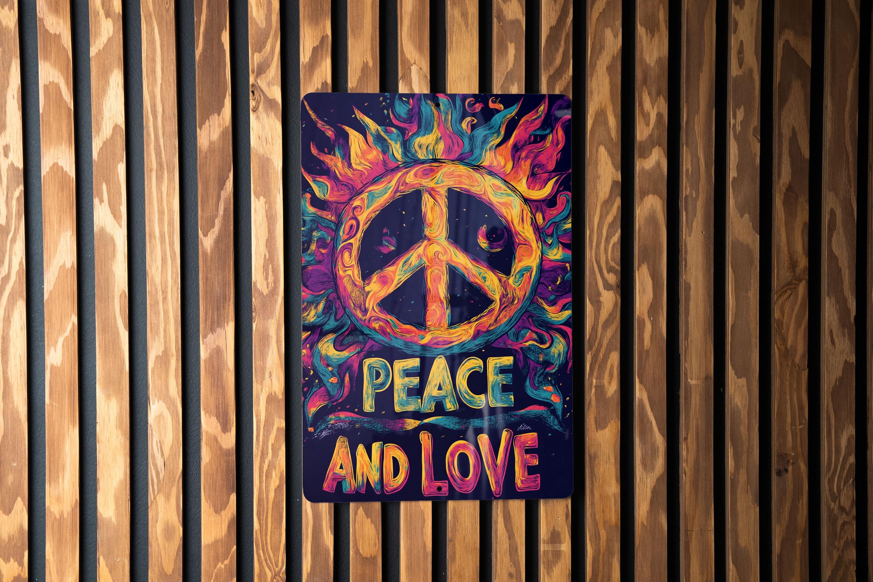 サイケデリック LOVE &peace ブラックライトポスター ピースマーク