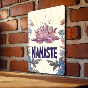 Namaste Metal Sign, Zen Yoga Studio Decor, Lotus Flower Art, Peaceful Home Accessory, Meditation Room Wall
