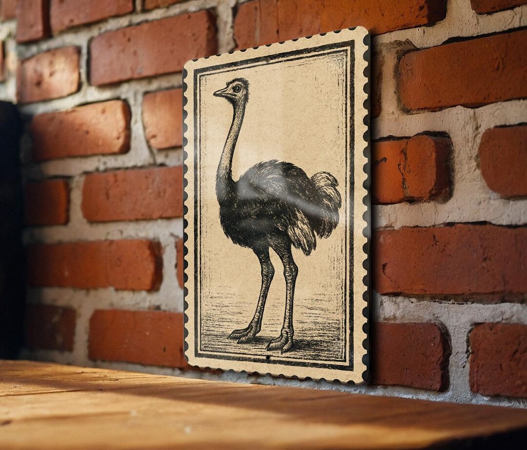 Vintage Ostrich Metal Sign – Rustic Farmhouse Wall Art, Stamp Style ...