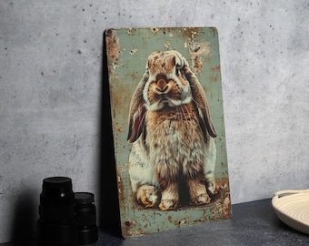 Holland Lop Rabbit Metal Sign, Vintage Style Decor, Wall Art, Bunny Lover Gift, Home Decoration