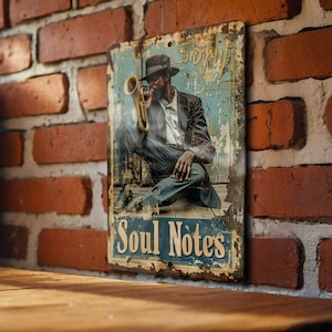 Jazz Musician Metal Sign, Soul Notes Decor, New Orleans Jazz, Vintage Gift Idea, Music Lover Present