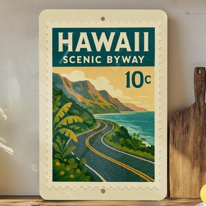 Hawaii Scenic Byway Metal Sign – Vintage Stamp Style Wall Art