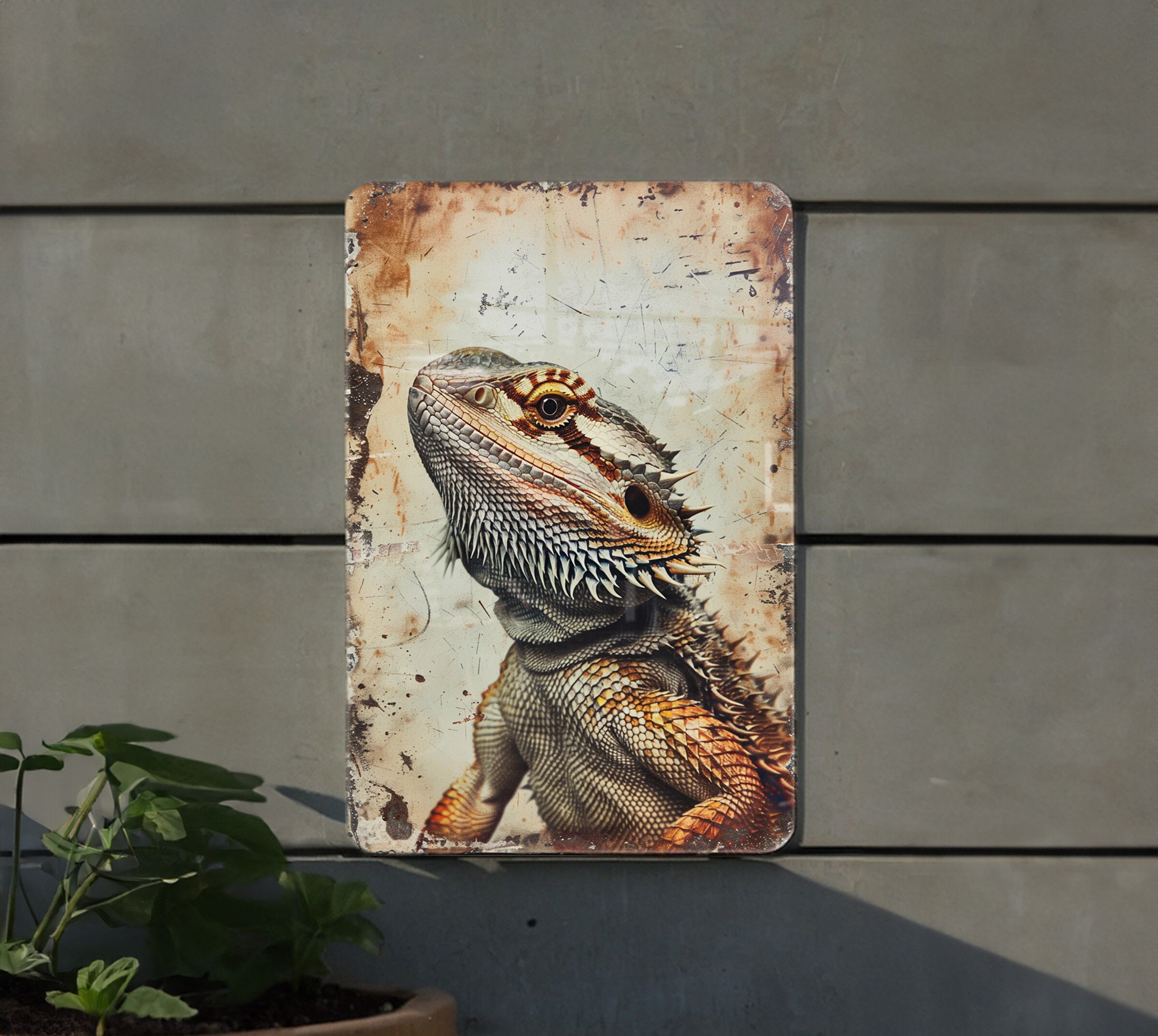 bqsjduidnc Panneau en métal motif dragon barbu - Décoration murale
