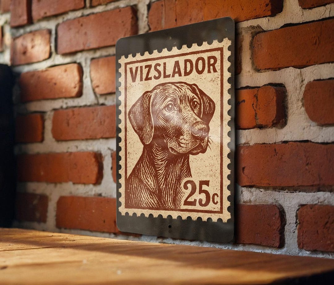 Vizslador Dog Metal Sign – Vintage Stamp Style Wall Art for Dog