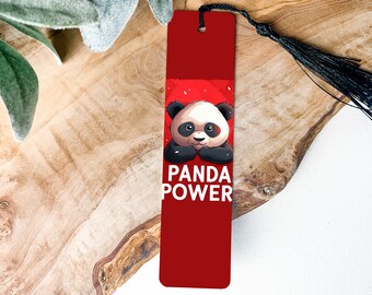 Panda Power Illustration, Cute Panda Bookmark, Metal Bookmark, Artistic Bookmark, Unique Bookmark