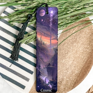 Cosmic Landscape Metal Bookmark - Space Design, Starry Night, Galaxy Art, Book Lover Gift, Reading Accessory