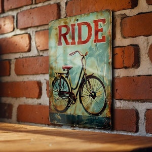 a picture of a bicycle on a sign on a brick wall