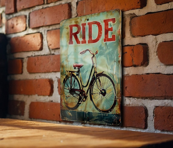Vintage Bike Sign, Funny Cycling Decor, Retro Bicycle Art, Metal Sign Gift, Wall Hanging Idea