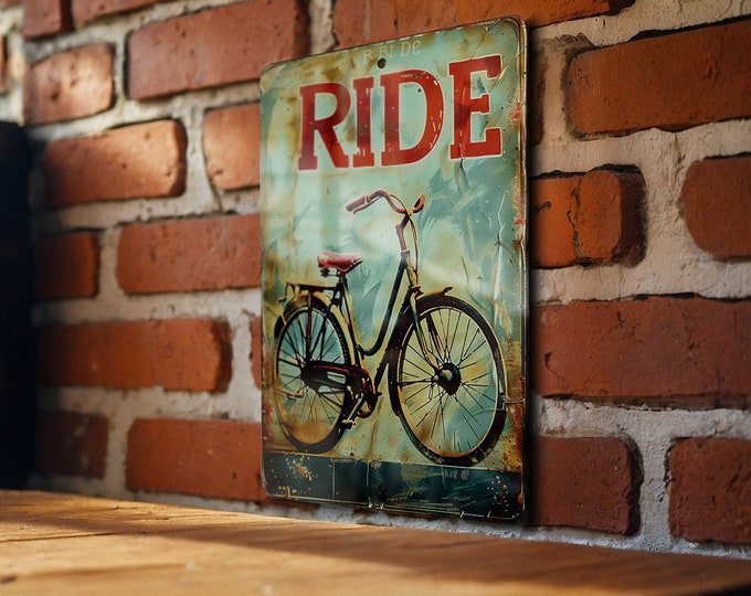 Vintage Bike Sign, Funny Cycling Decor, Retro Bicycle Art, Metal Sign Gift, Wall Hanging Idea