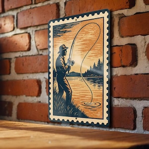Fisher  Metal Sign – Vintage Stamp Style Wall Art, Retro Garage Decor, Industrial Tin Sign, Man Cave Decoration