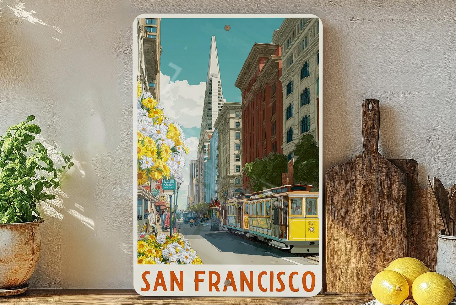 Cartello Metallico Retrò San Francisco – A4, Alluminio, Decorazione Garage Parete