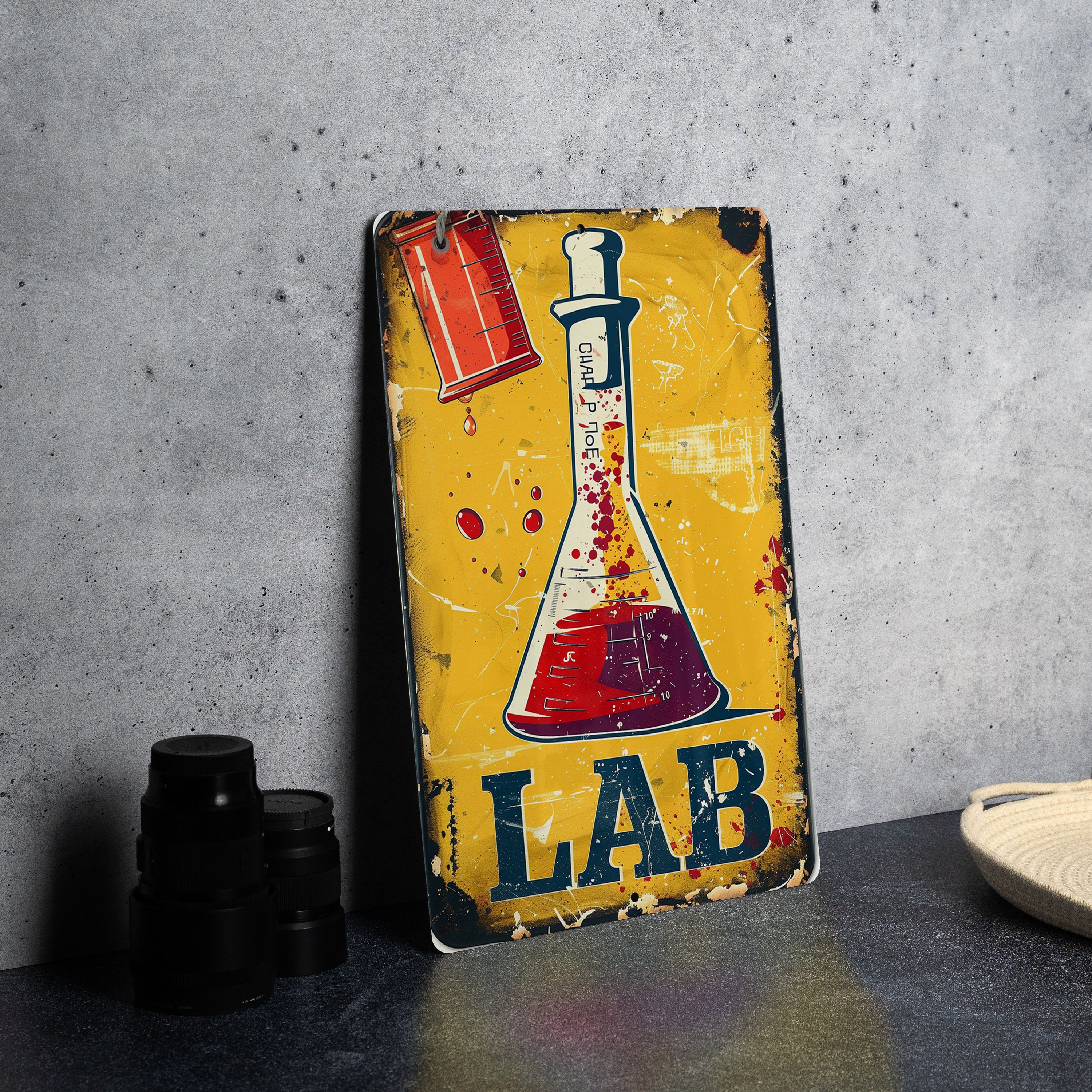 Kids Science Lab Metal Sign, Beaker Illustration, Bright Colors, Lab ...