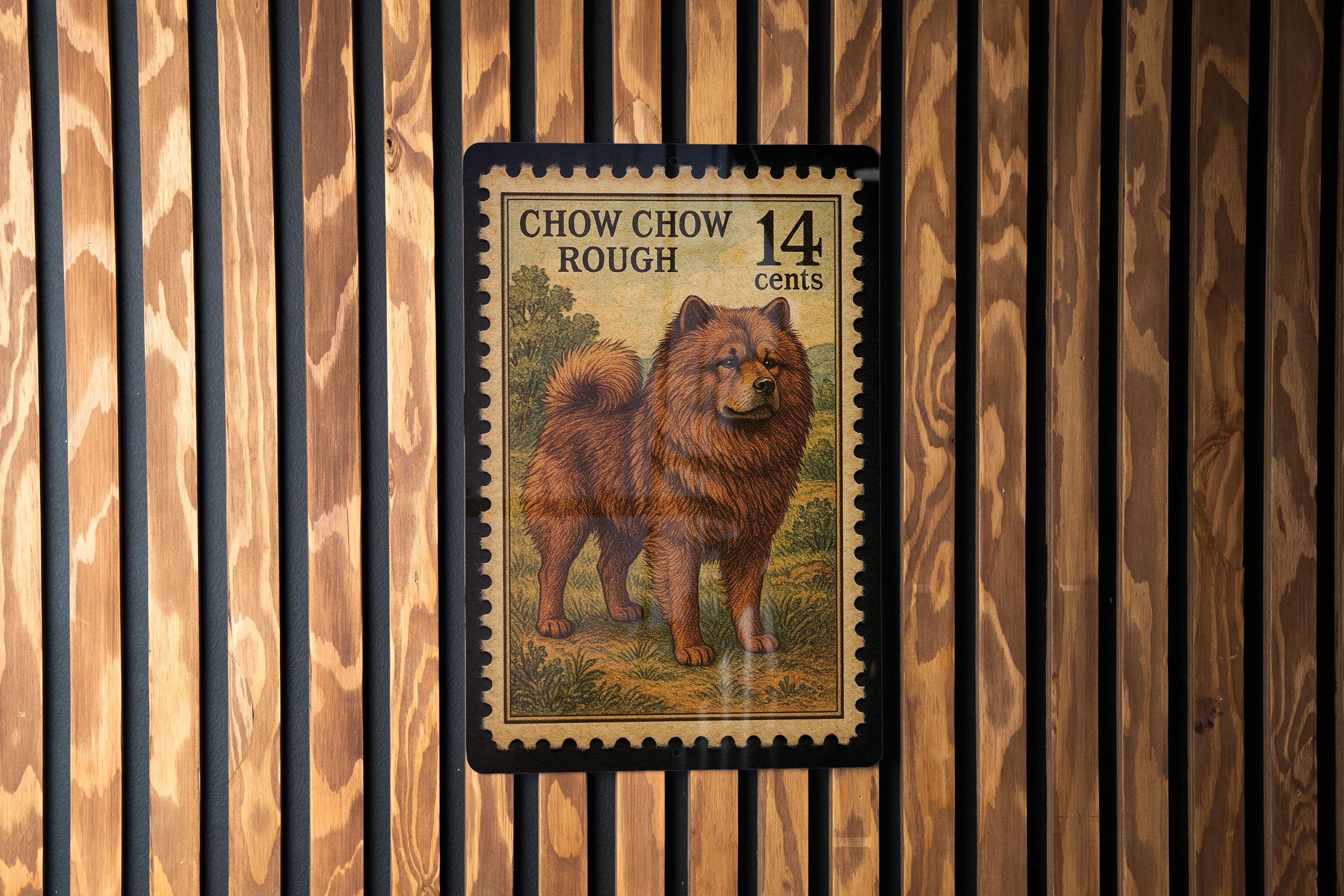 Chow Chow Dog Vintage Stamp Style Metal Sign, Chow Chow Breed Decor ...