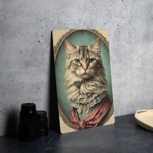 Victorian Portrait of a Cat Metal Sign - Vintage Feline Art, Cat Lover Gift, Classic Decor, Regal Cat Portrait, Aristocat Sign