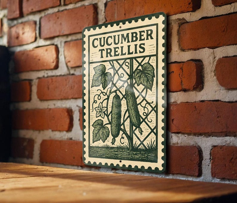 Trelis Sign Cucumber Trellis Metal Sign – Rustic Garden Decor, Vintage Farmhouse ...