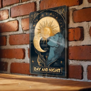 Art Deco Sun and Moon Metal Sign - Day and Night, Vintage Decor, Wall Art, Home Decoration, Unique Gift