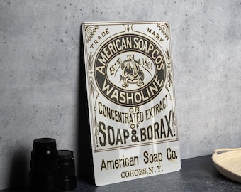 American Soap Co Vintage Themed Metal Poster - Washoline Soap Sign, Classic Laundry Decor