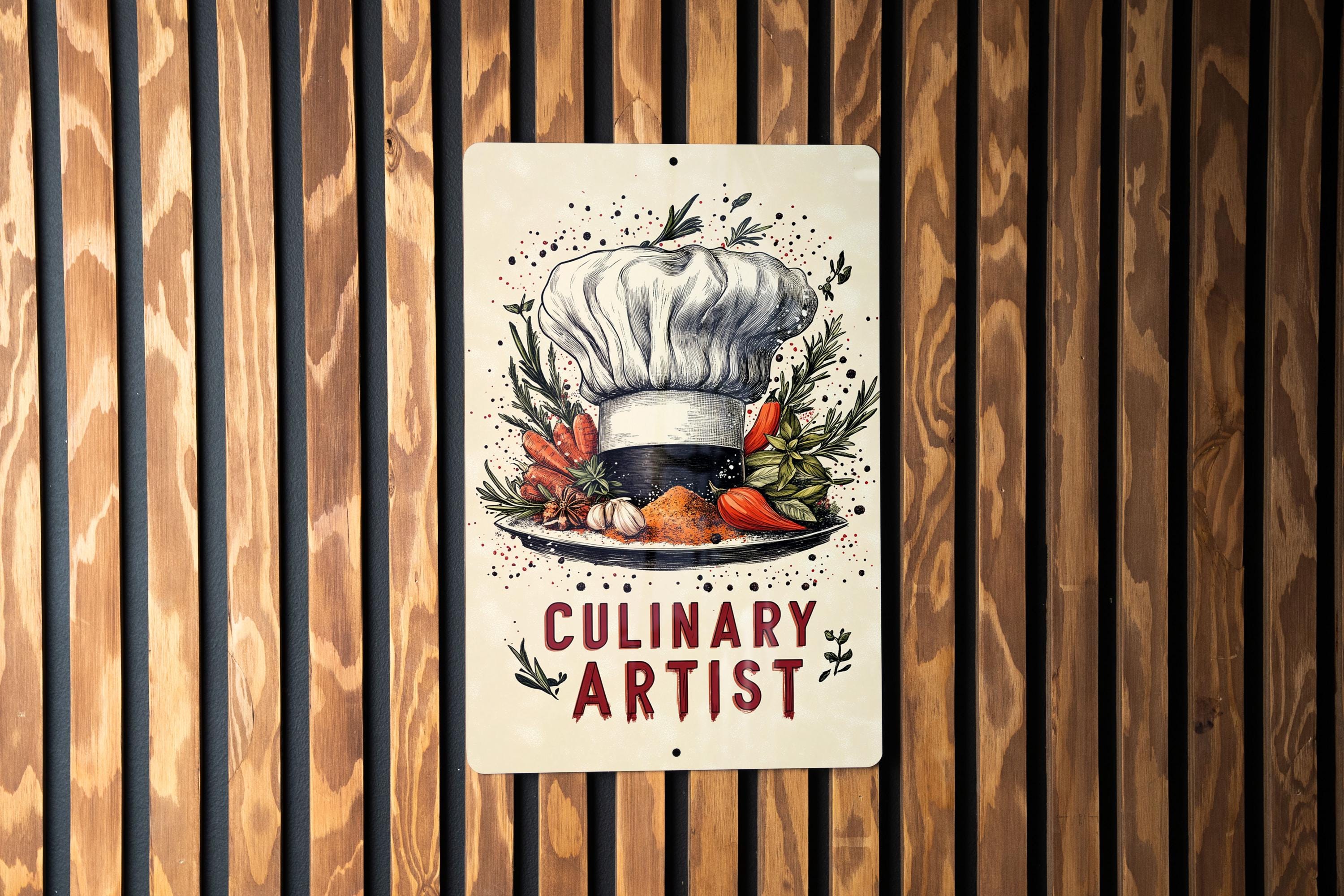 Epicurean Elegance Metal Sign, Chef's Hat Kitchen Decor, Culinary Art ...