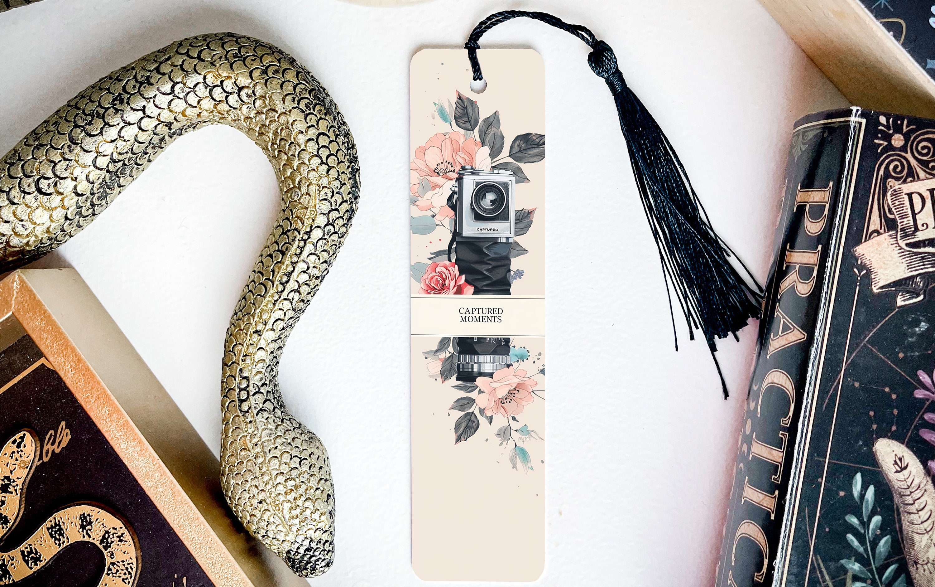 Vintage Camera Bookmark, Captured Moments, Floral Design, Metal ...