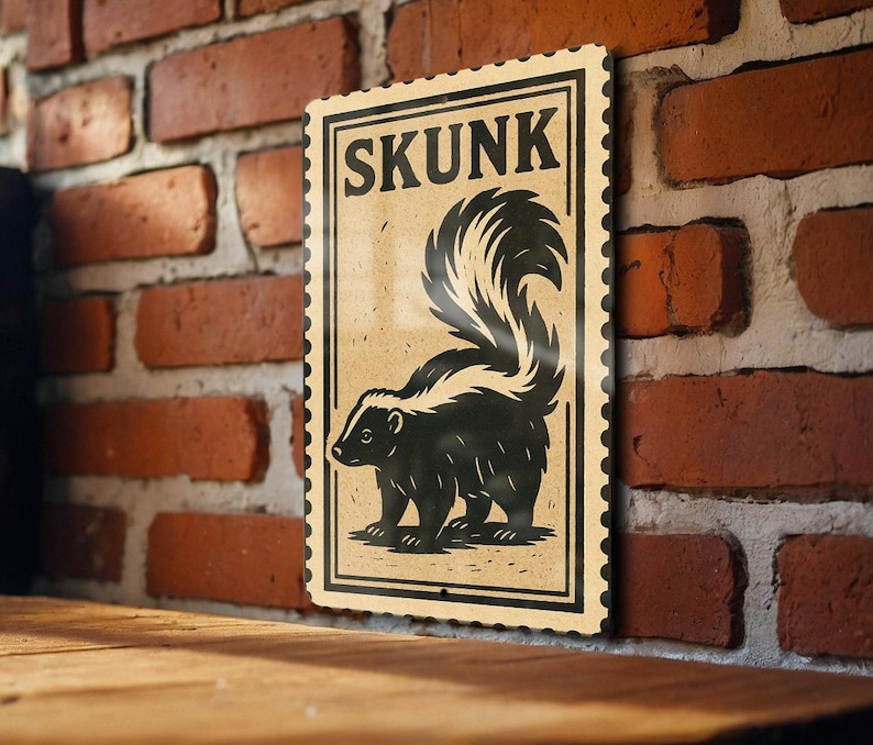 Skunk Metal Sign – Rustic Stamp Style Wall Art for Garage, Man Cave ...