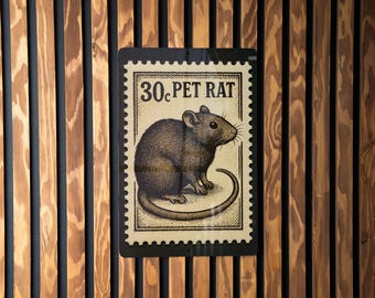 Vintage Rat Pet Stamp Art Metal Sign – Rustic Wall Decor for Rodent Lovers, Farmhouse Animal Plaque, Retro Tin Sign Gift