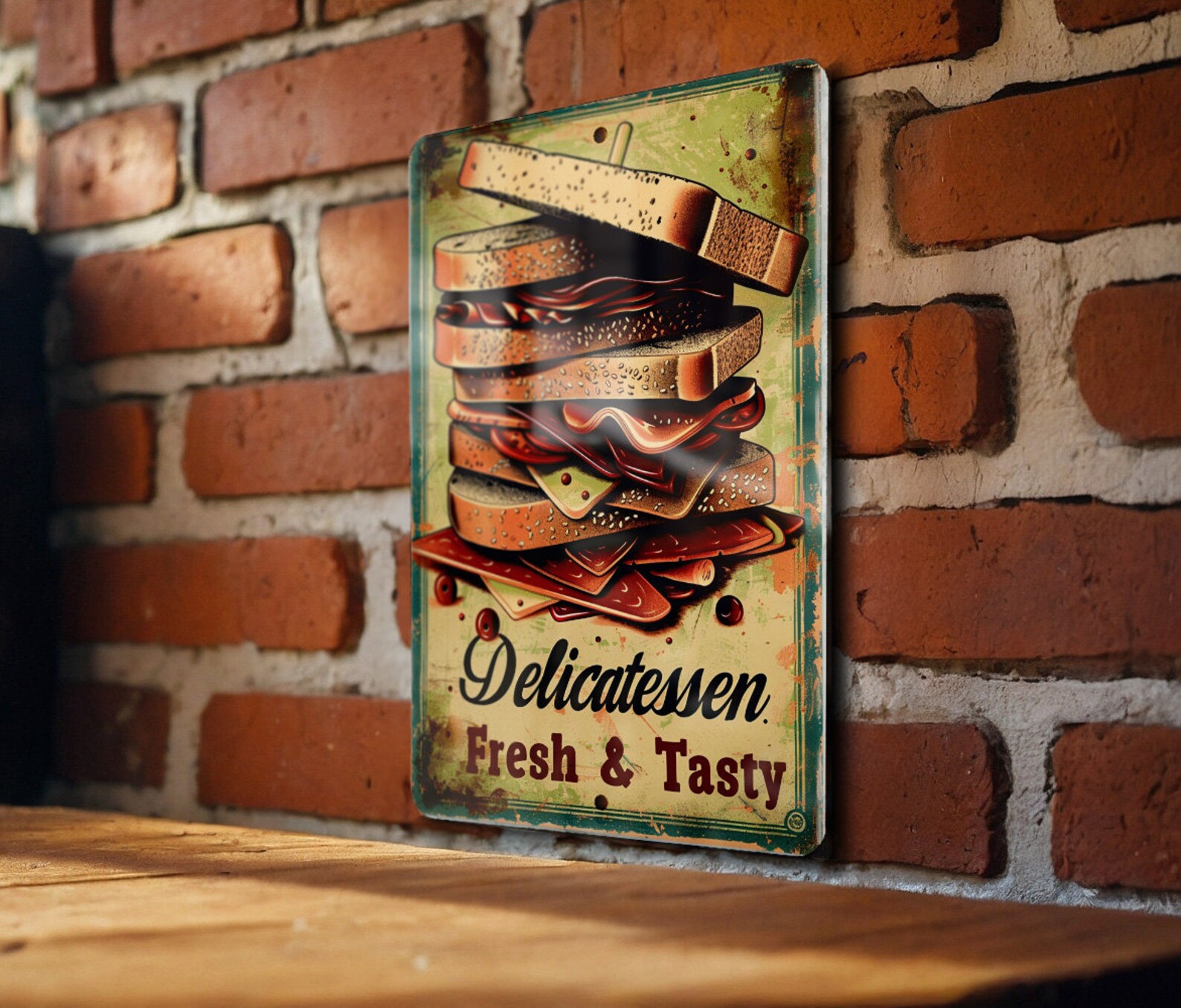 Custom Signs Deli Delicatessen Metal Sign, Cold Cuts, Fresh Sandwiches, Tasty Vintage ...