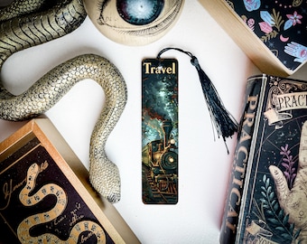 Steampunk Bookmark, Steam-Powered Train, Travel Metal Bookmark, Unique Reading Accessory