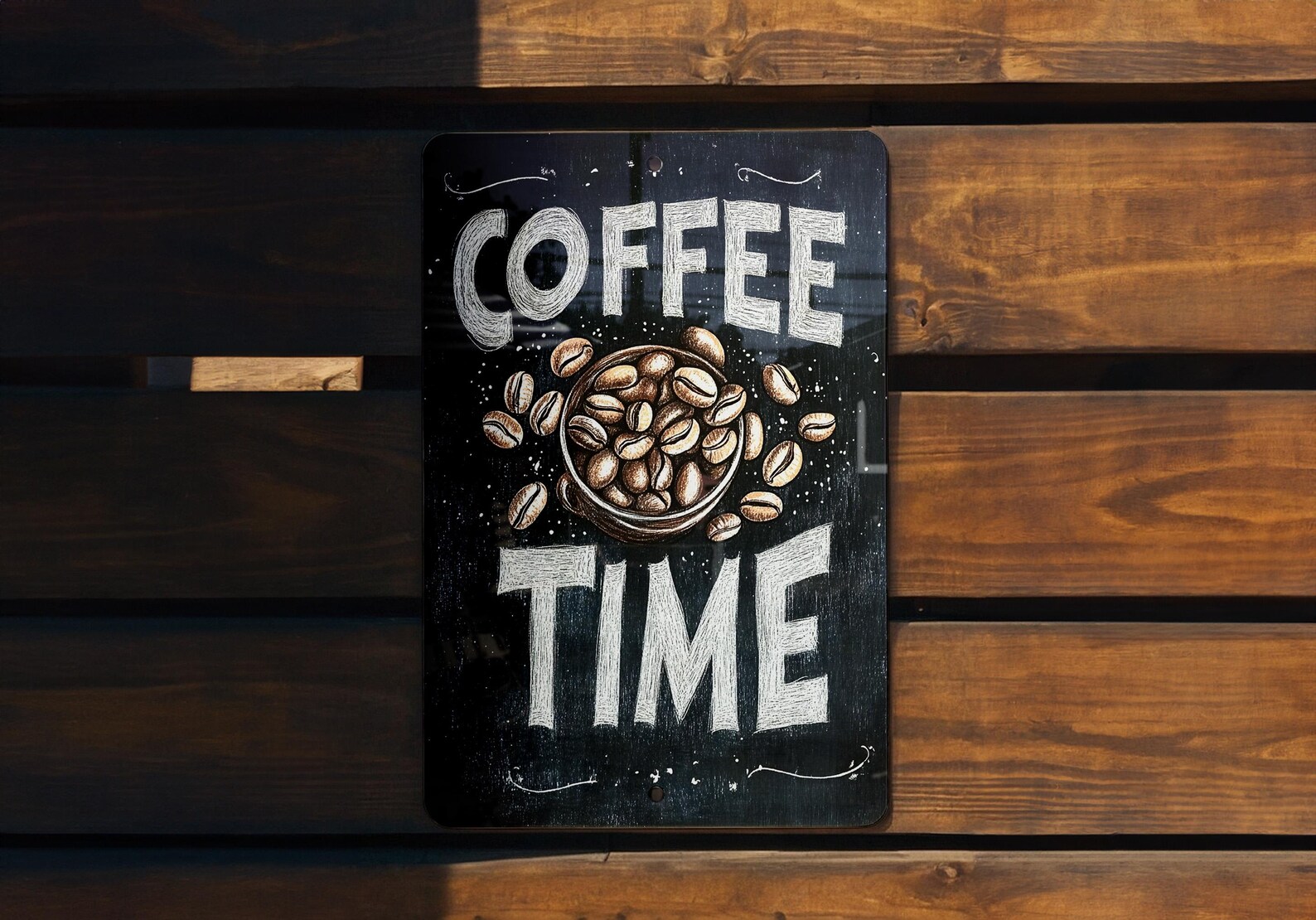 Coffee Time Metal Sign, Chalkboard Cafe Menu, Coffee Beans Decor ...